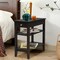 Costway 3-Tier Side End Table with Drawer Double Shelf Narrow Nightstand Espresso\Black